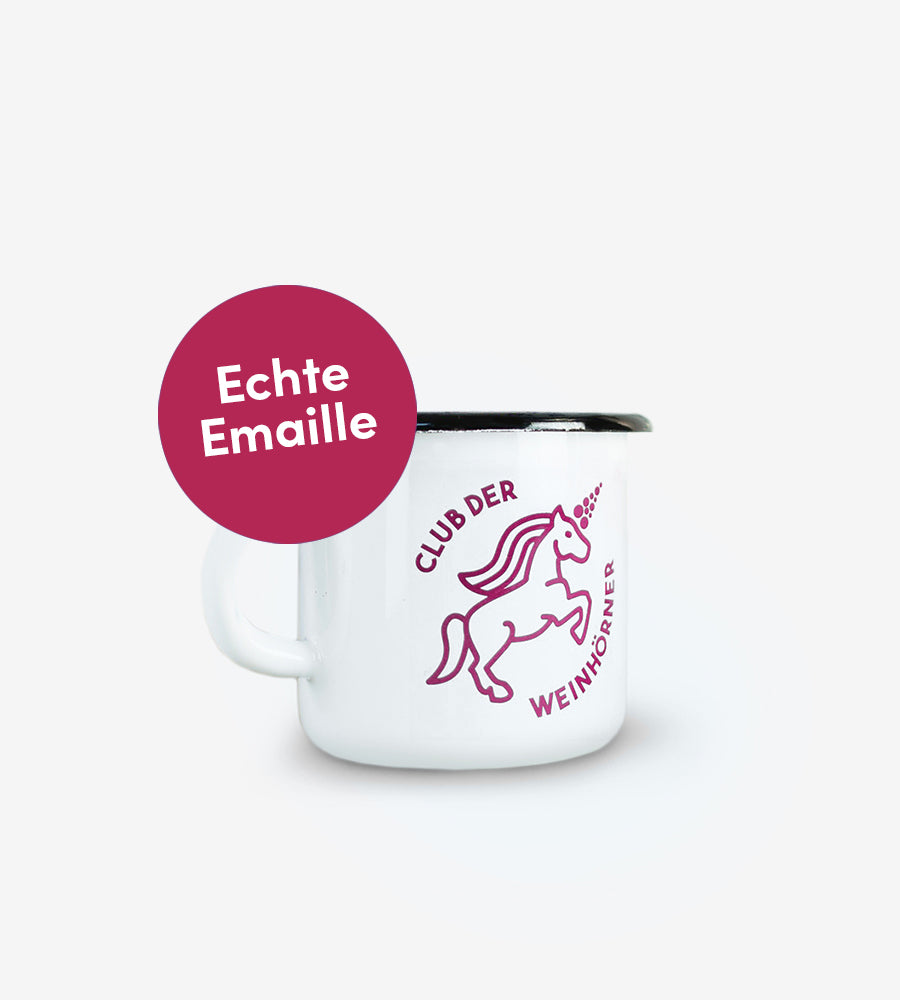 Emaille-Tasse "Weinhorn-Club" Granatrot (6x)