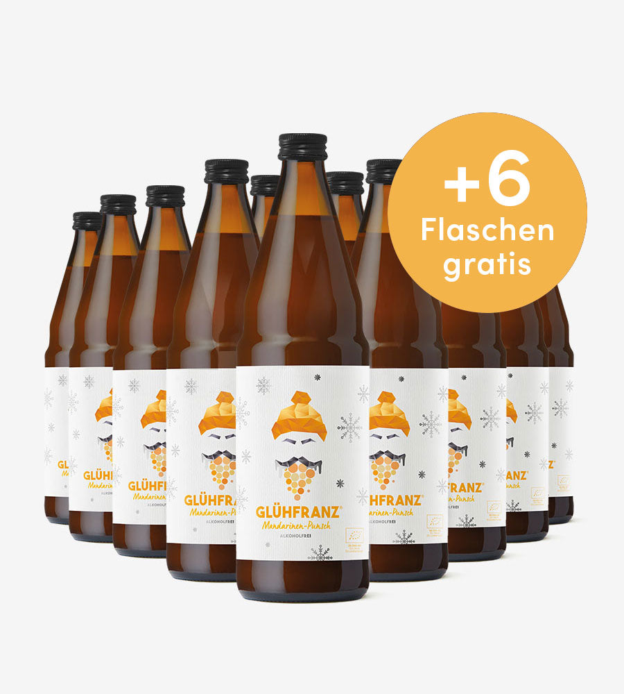 12 Flaschen Mandarinenpunsch (Bio) + 6 Flaschen gratis