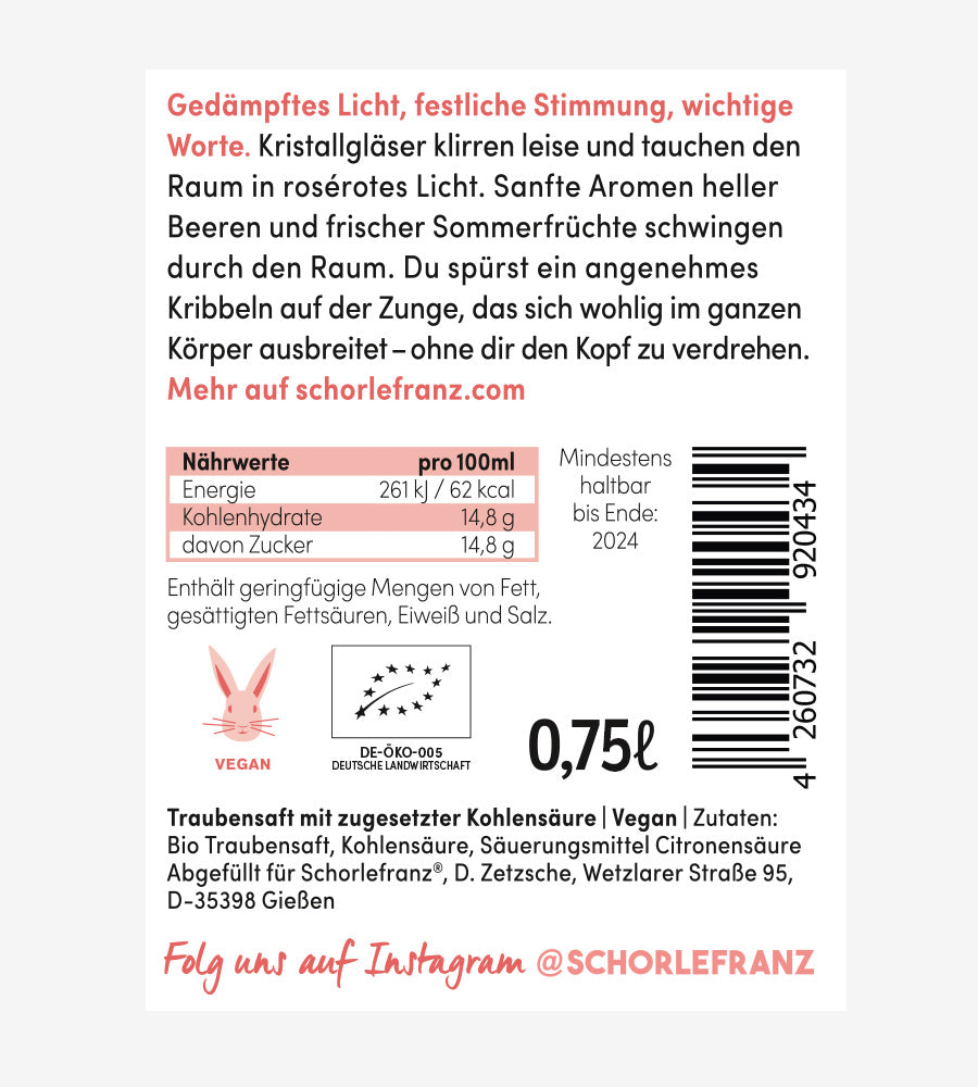 Bio-Traubensecco Rosé (Alkoholfrei)